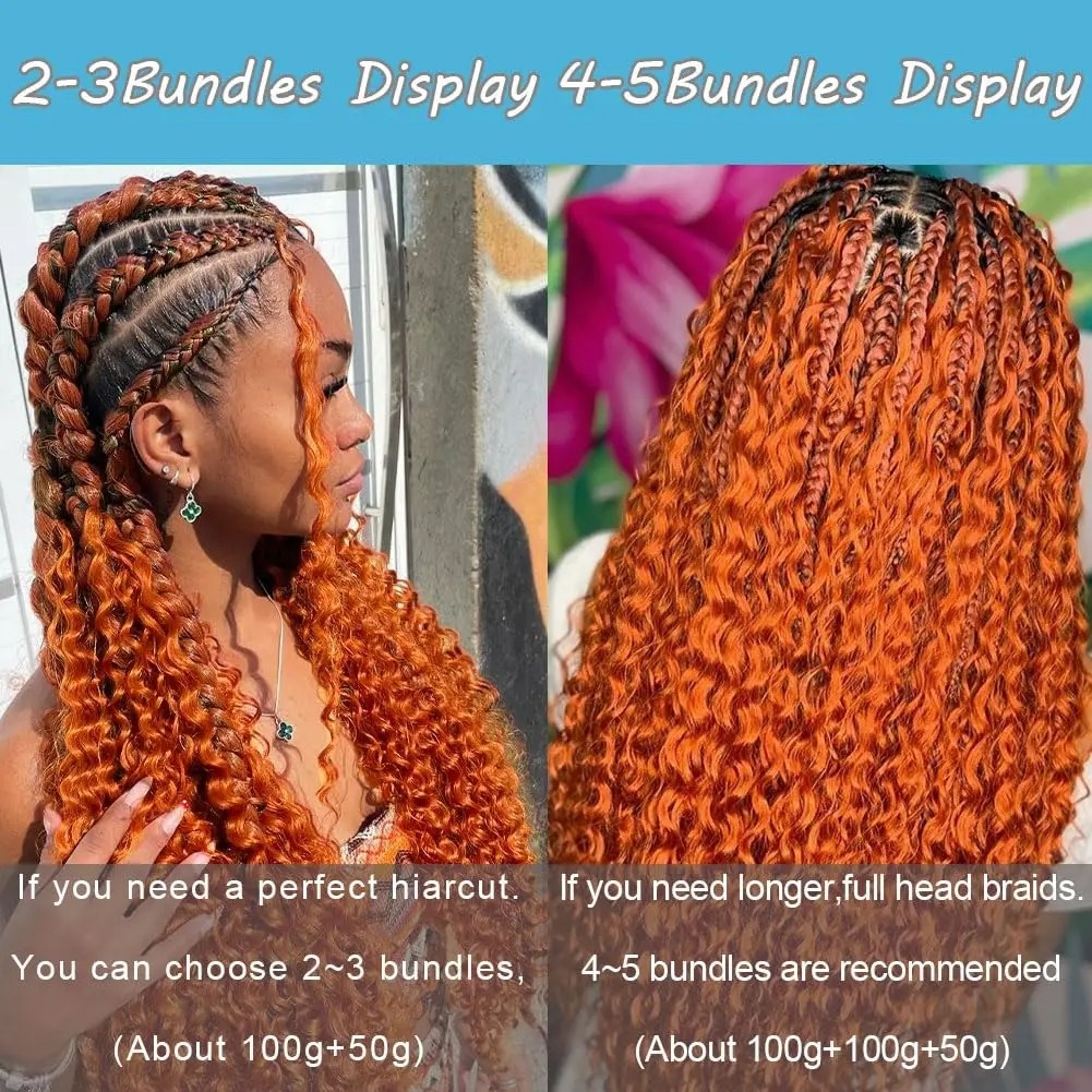 Hair Care Orange - Boho Braids Human Hair 100g/PCS/2 bundle